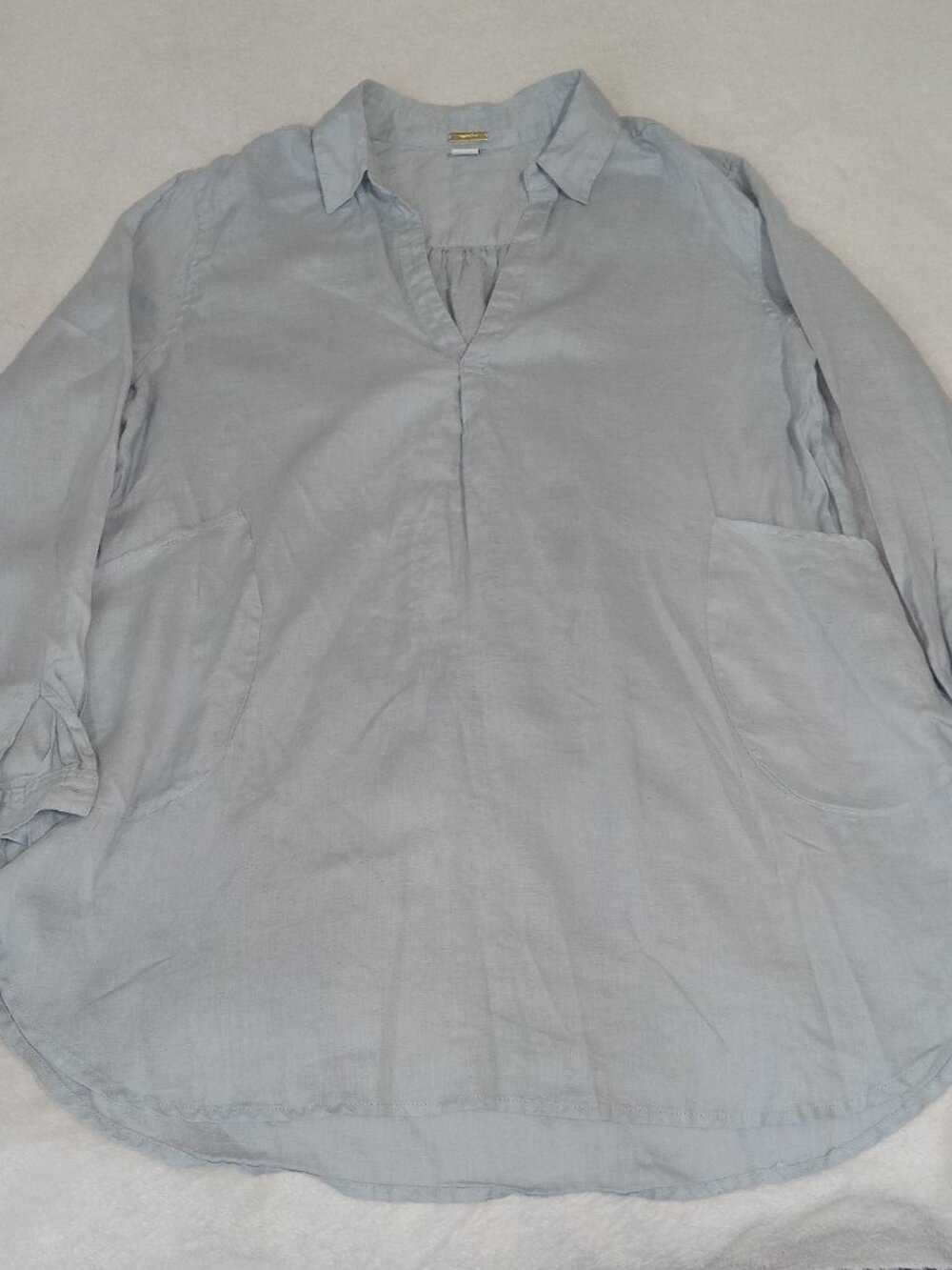 Magaschoni Linen Lagenlook Top Blue Oversized Tunic Womens L - Picture 7 of 12